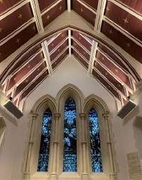 ornate gothic decoration chancel-ceiling-Saint-Bartholomew Wickham Bishops church