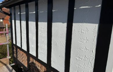 Traditional lime render applied to listed building in Essex